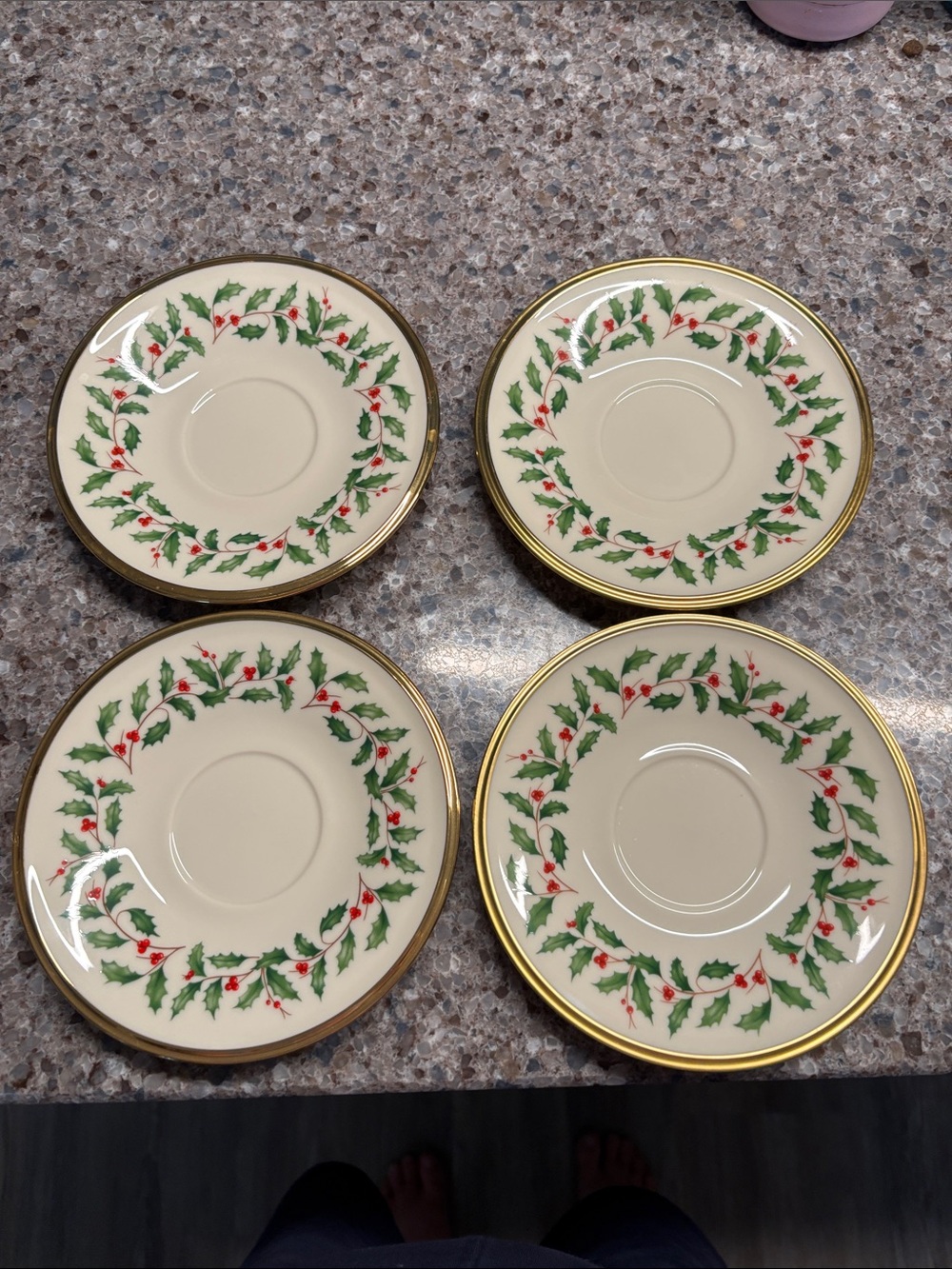 Set of 4 Lenox “Holiday” saucers-pristine condition